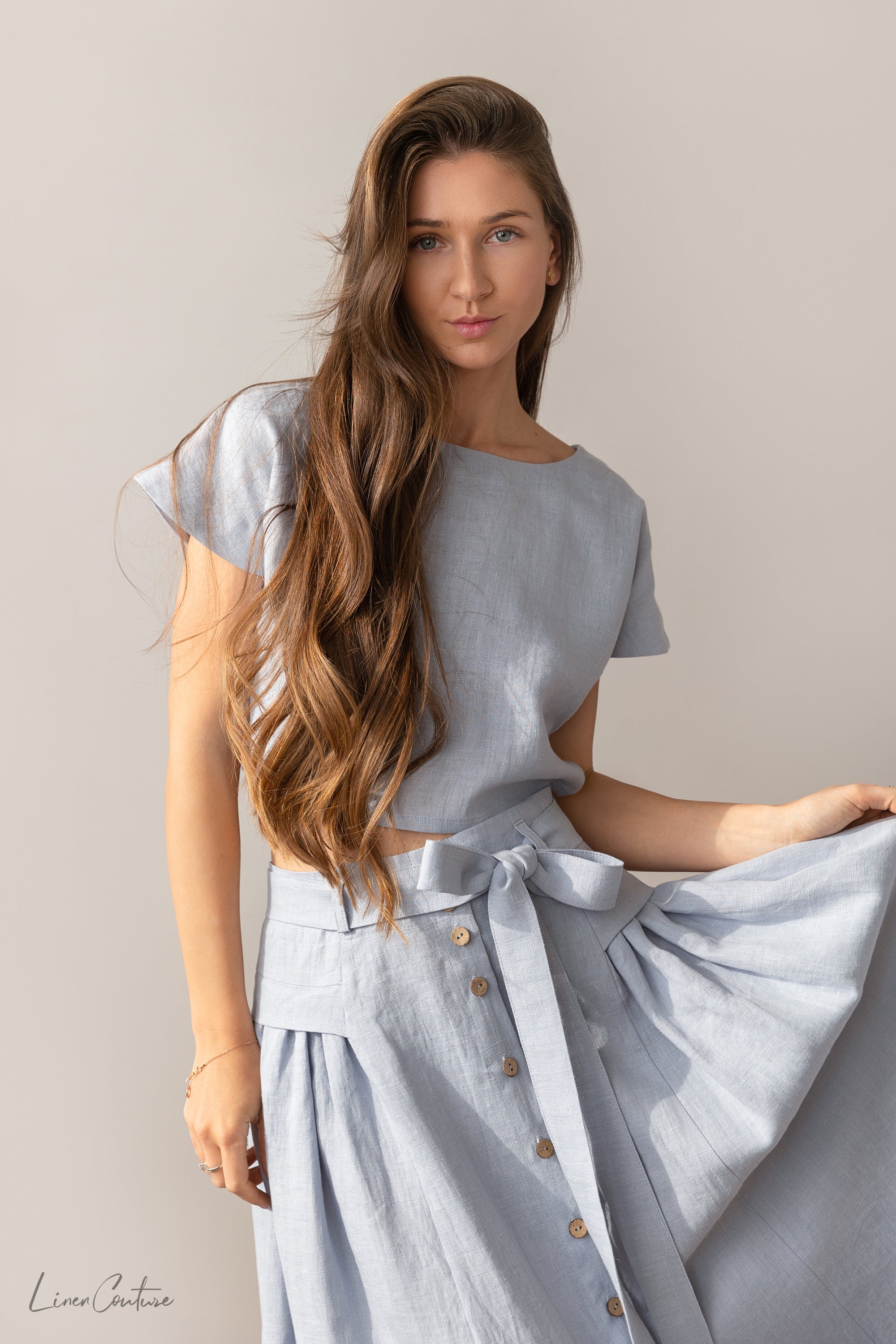 Taormina Ice Blue Linen Set