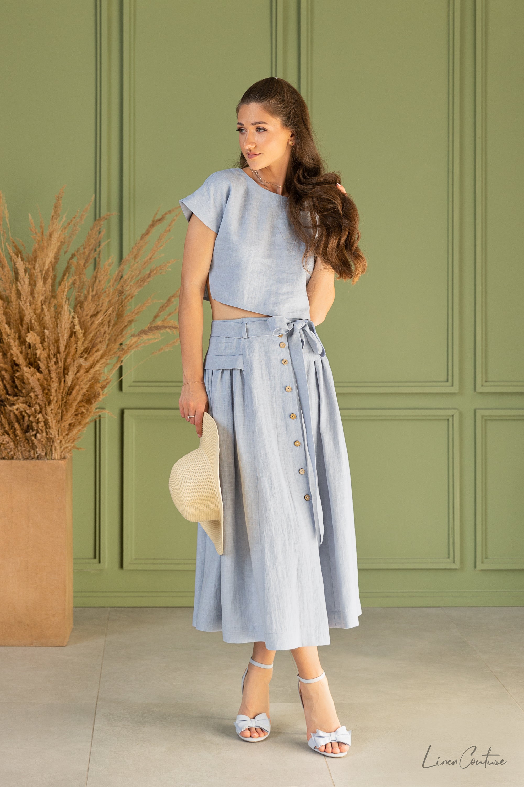 Taormina Ice Blue Linen Set