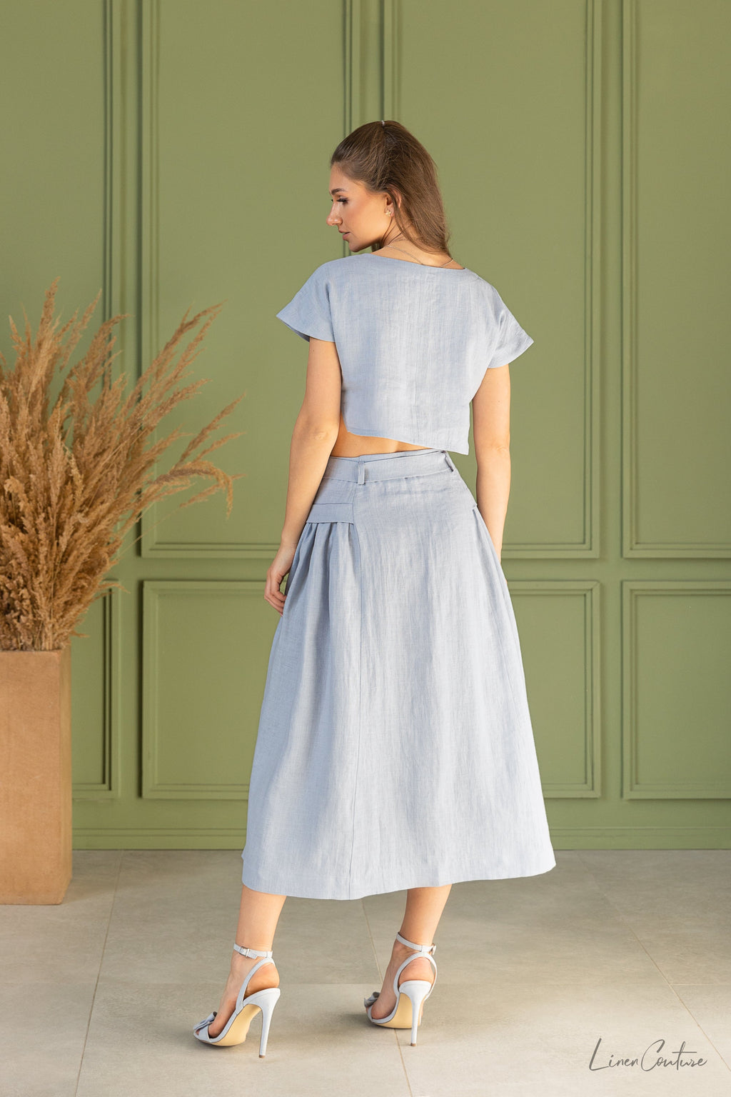 Taormina Ice Blue Linen Set
