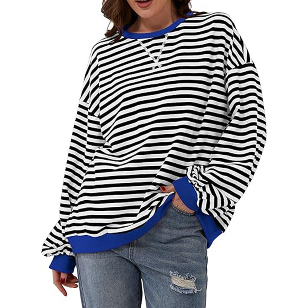 Women's Oversized Striped Sweatshirt